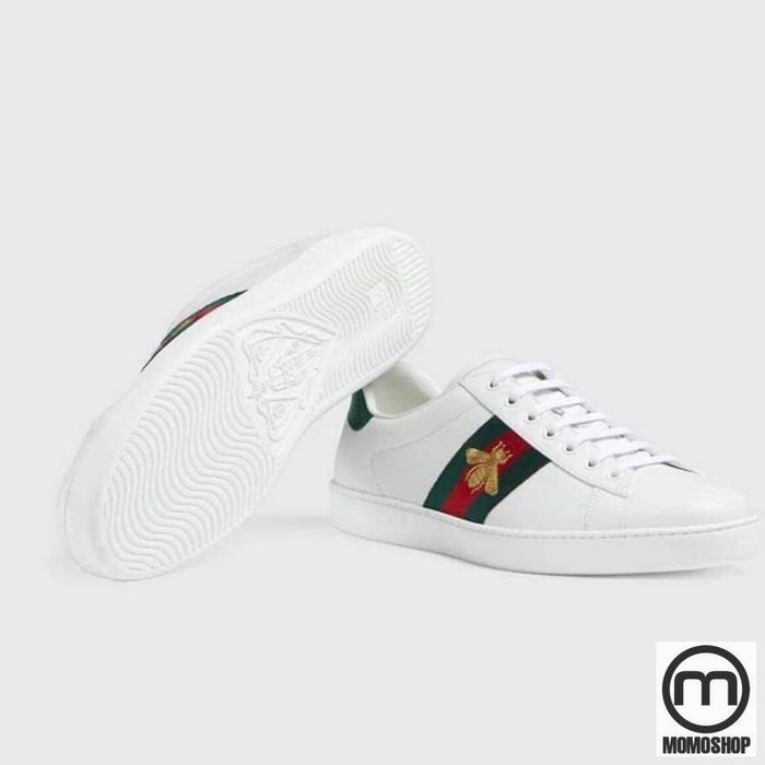 Giày Gucci Men's Ace Embroidered Sneaker White Leather With Bee