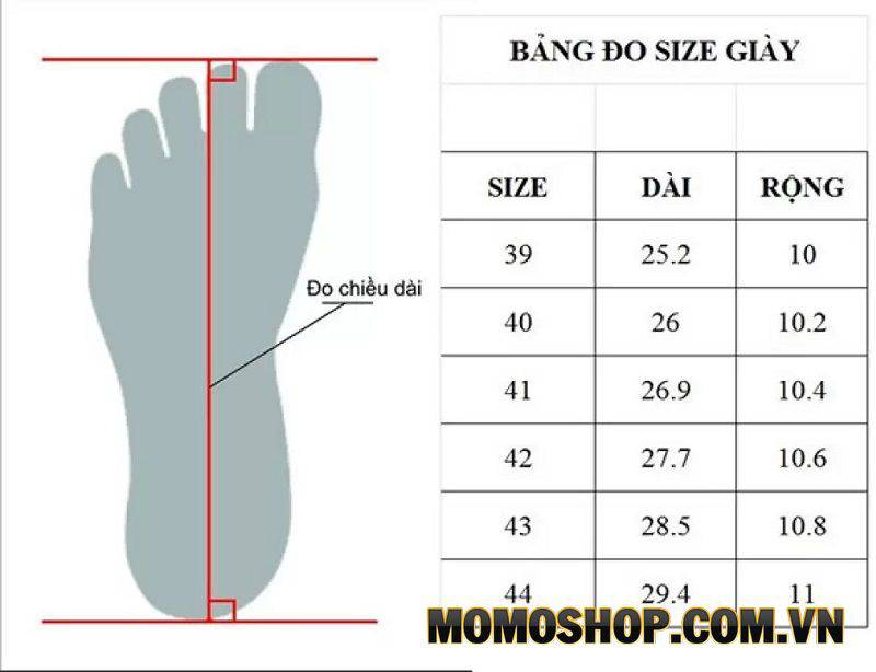 Bảng đo size giày
