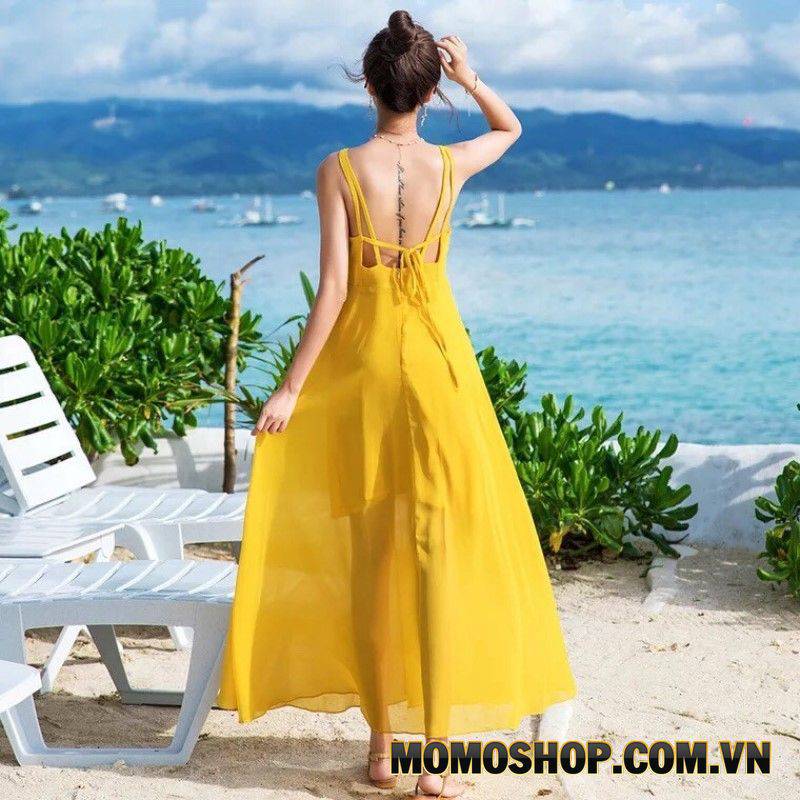 Váy đầm xoè dáng đai , váy maxi đi biển ( sẵn ) | Shopee Việt Nam
