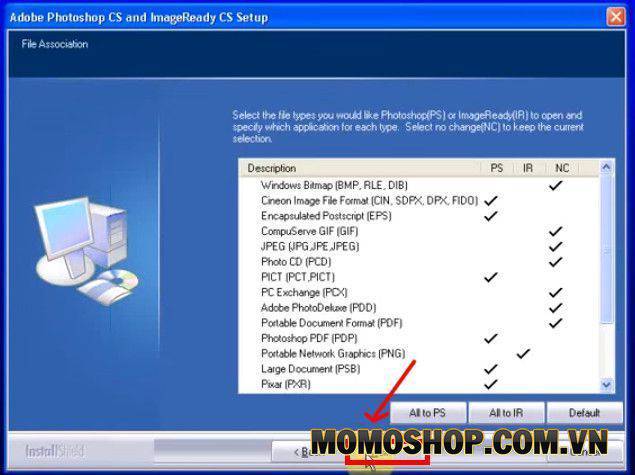 Chọn file mở bằng photoshop 8.0 (cái này thì cứ chọn Next nhé)