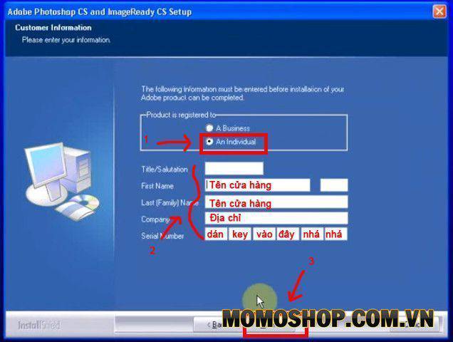 Bạn cũng có thể nhập tên bất kỳ không bắt buộc ở khung Serial Number b